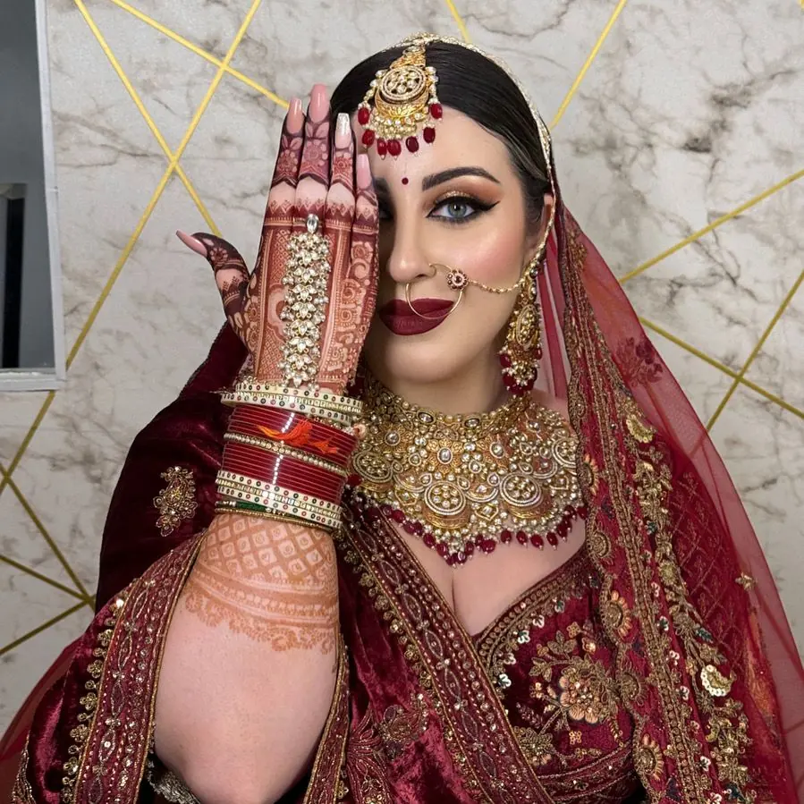 Mehendi Hand Over Face. Bridal makeup by Madhu Gupta at MG Makeovers, Gurugram